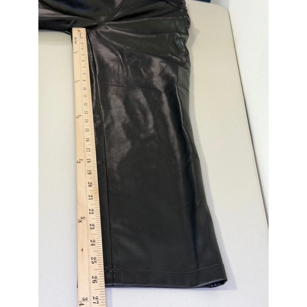 7 For All Mankind Faux Leather Pants Black Pleated Waist Womens‎ Size S